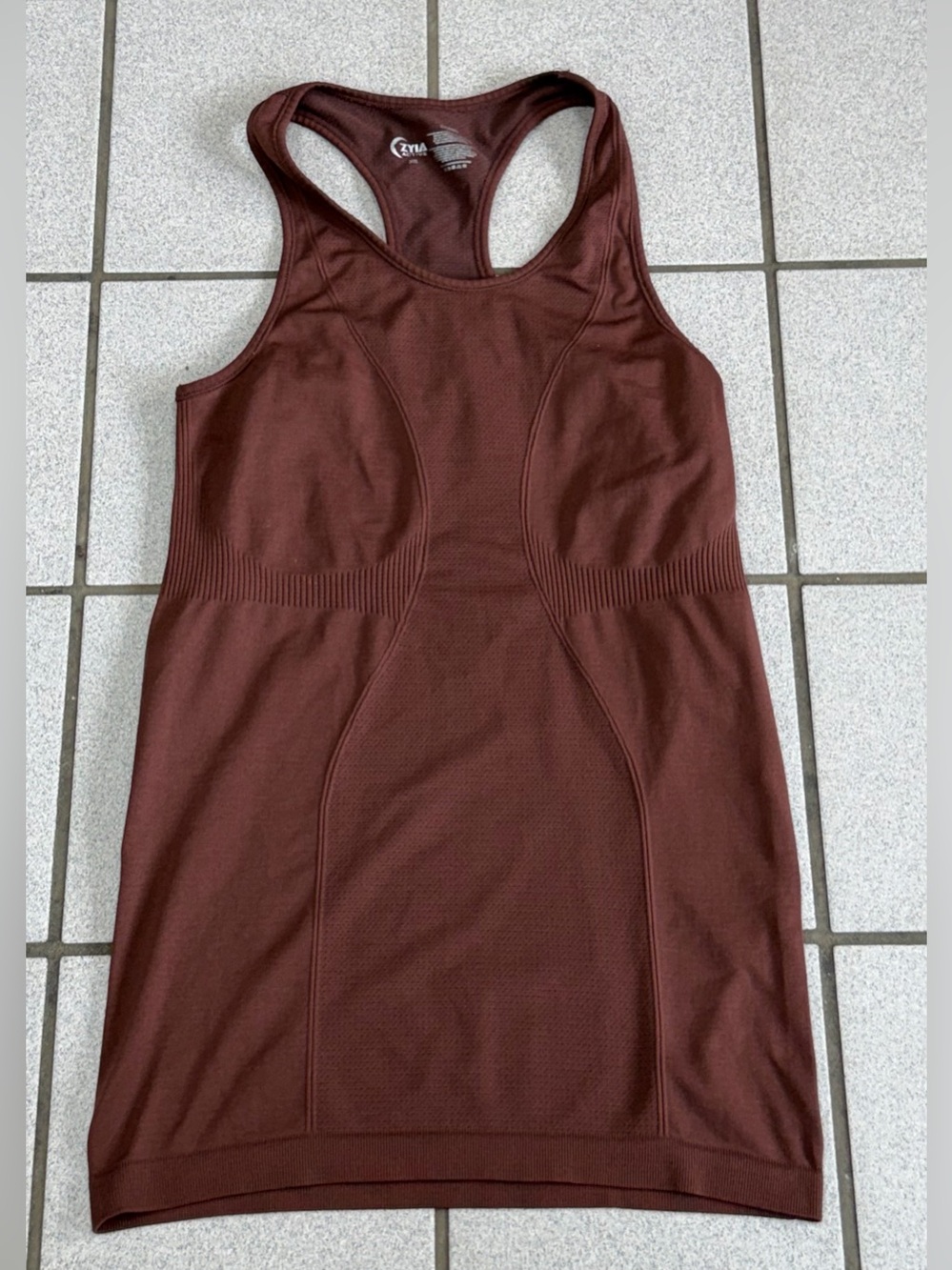 ZYIA Active Copper Charged Seamless Racerback Tank Burgundy XS